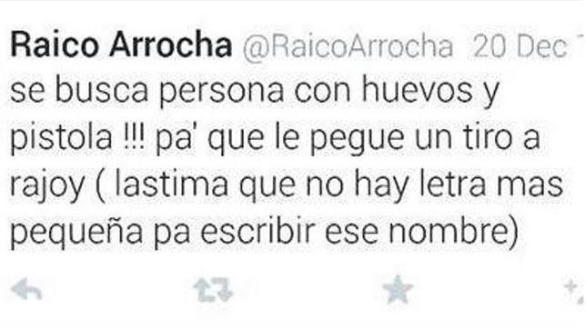 Un concejal de CC, en Twitter: «se busca persona con huevos y pistola !!! pa' que le pegue un tiro a rajoy»