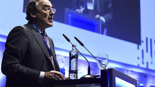 El presidente de la patronal, Juan Rosell, durante su intervención en la Asamblea General de la CEOE
