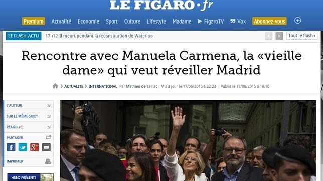 La portada del diario francés que publicaba la entrevista con la alcaldesa de Madrid