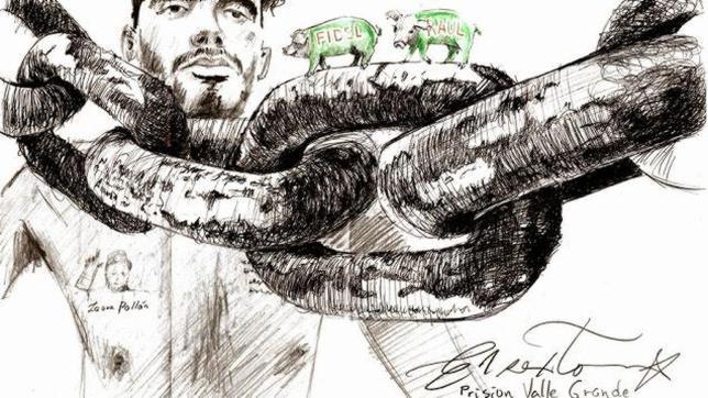 Dibujo realizado por Danilo Maldonado en la prisión de Valle Grande, el pasado abril