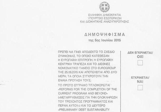 Así es la papeleta que puede decidir el futuro de Grecia en la zona euro