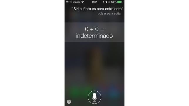 La ocurrente respuesta de Siri a la pregunta: «¿cuánto es cero entre cero?»