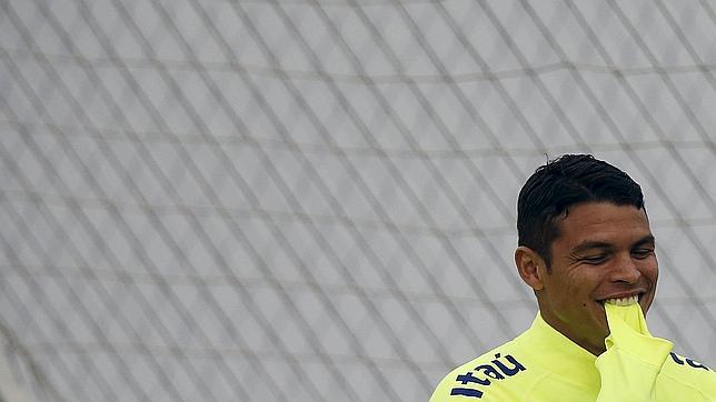 Thiago Silva, durante un entrenamiento con la selección brasileña durante la Copa América