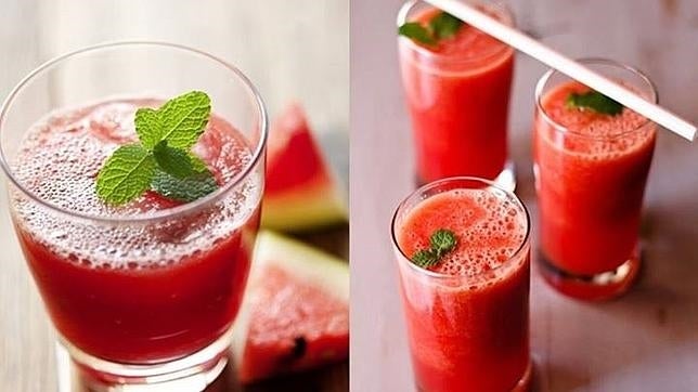 Detalle de un zumo de zandía elaborado en el restaurante