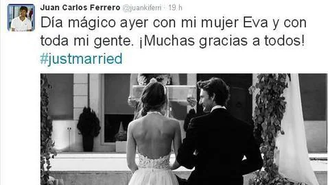 El extenista Juan Carlos Ferrero se ha casado con Eva Alonso