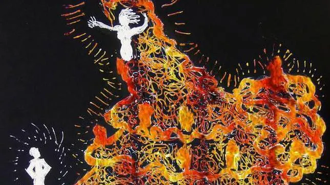 Detalle de «La bruja fingida», boceto de C. Padrissa, de la Fura, para «El amor brujo»