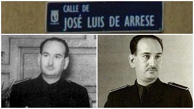 Placa de la calle de José Luis de Arrese y fotografías del mismo