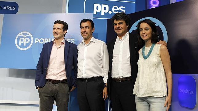 Pablo Casado, Martínez Maíllo, Jorge Moragas y Andrea Levy en la rueda de prensa