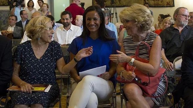 Carmena, Villacís y Aguirre, en un acto en la Casa de la Panadería