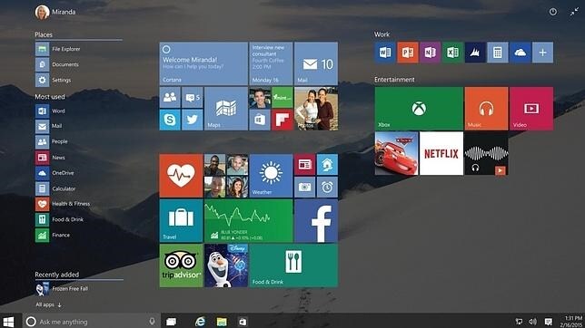 Una imagen de Windows 10 con la aplicación actual de Facebook