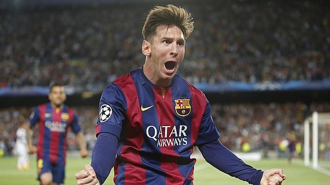 Leo Messi celebra un gol con la camiseta del Barcelona