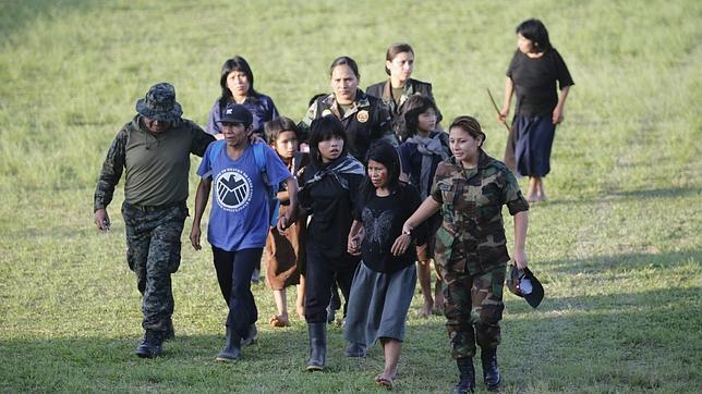 Algunos de los liberados a su llegada a Junín (Perú) el pasado 27 de julio