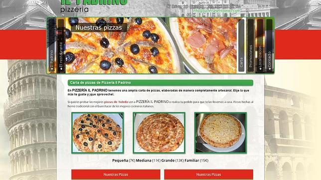 Pantallazo de la web de Il Padrino, donde su especialidad son las pizzas