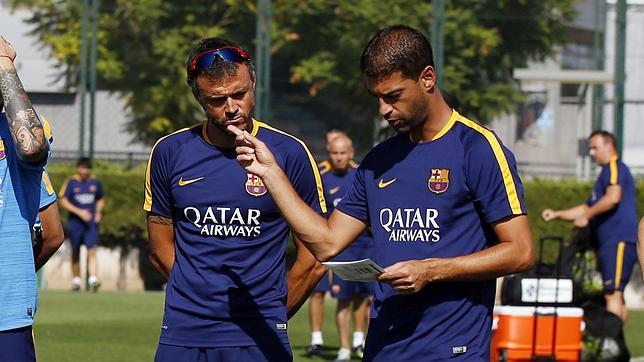 Luis Enrique y Gerard López han dirigido el entrnamiento del Barcelona en la ciudad deportiva