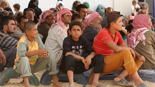 Refugiados sirios en el punto fronterizo de Al-Rugban (Jordania)