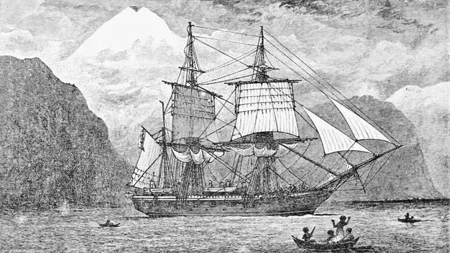 El «HMS Beagle», a su llegada al archipiélago