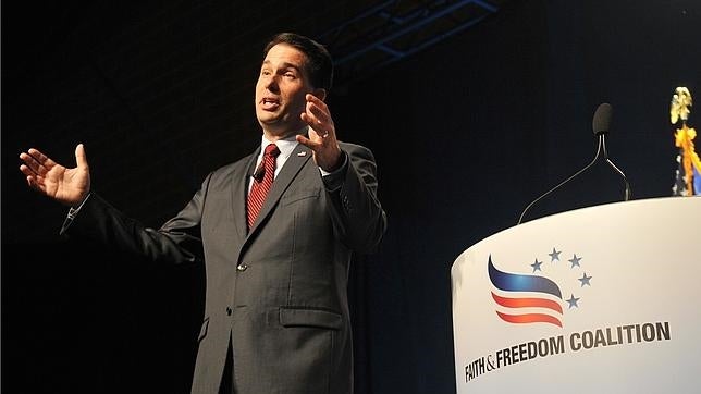 Scott Walker, durante una intervención ante la «Coalición de la fé y la libertad»