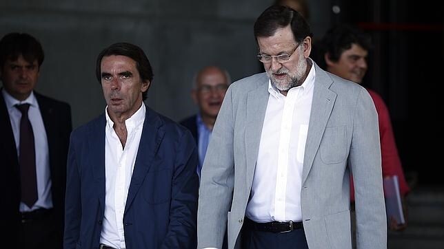 Mariano Rajoy y Jose María Aznar en la clausura del Campus FAES en Guadarrama este verano