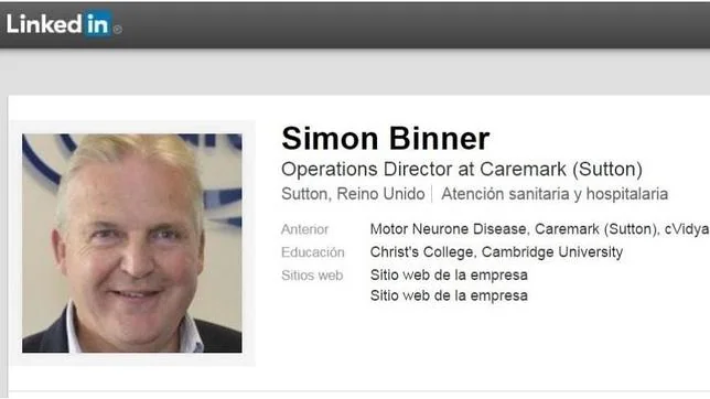 Perfil de Simon binner, que anunció su muerte en Linkedin