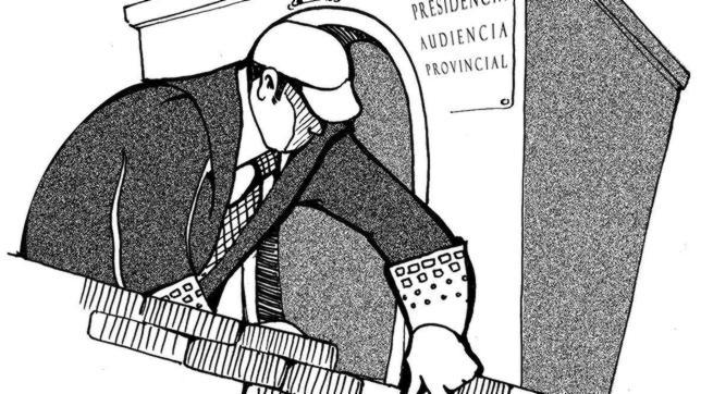 Abogados de oficio a pie de edificio