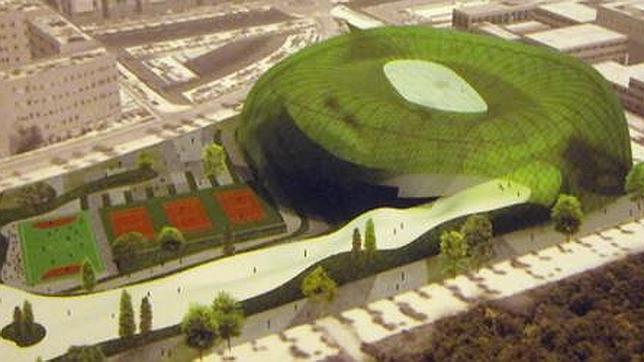 Infografía del nuevo pabellón cubierto que se presentó para el Mundobásket 2014 en Los Bermejales