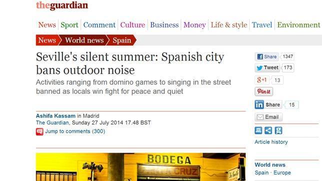 «The Guardian» se hace eco de la nueva ordenanza de ruidos de Sevilla