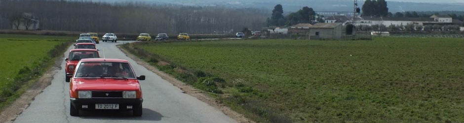 Imagen de una de las anteriores ediciones de la comitiva de coches clásicos por la Vega