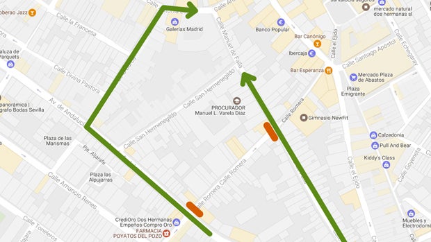 Plano con el corte de la calle y el desvío