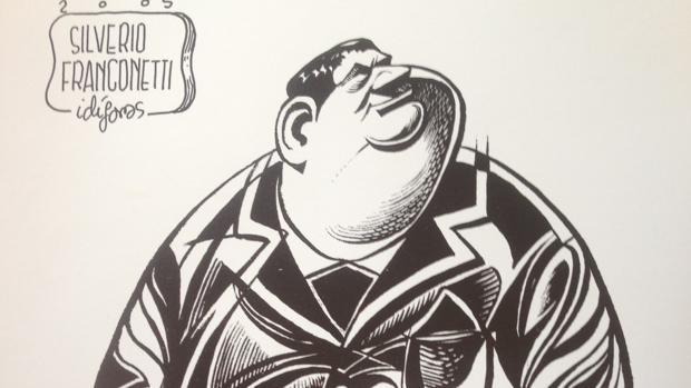 Caricatura de Silverio Franconetti de Ángel Idígoras para la exposición 'El compás y el Lápiz'.