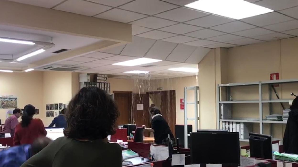 Inundaciones en una de las sedes de Políticas Sociales de la Junta de Andalucía en Córdoba