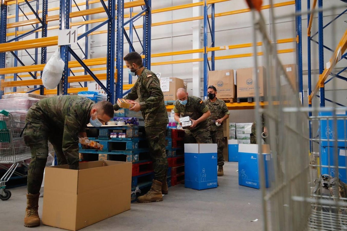 La misión más solidaria del Ejército en el Banco de Alimentos de Córdoba, en imágenes
