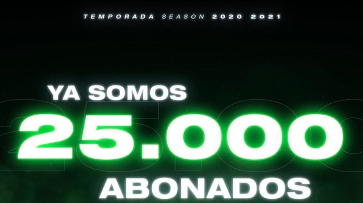 El Betis anuncia que ya se ha alcanzado la cifra de 25.000 abonados para la campaña 20-21