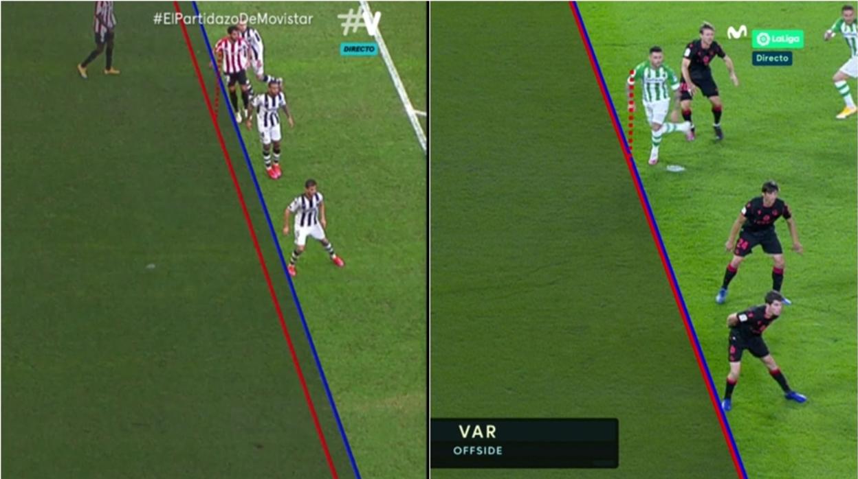 Las imágenes de la línea de fuera de juego de los partidos del Athletic y del Betis