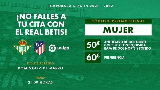 Promoción de entradas para el Real Betis - Atlético de Madrid