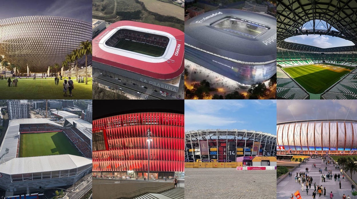 Varios de los estadios en los que han participado los estudios de arquitectura o empresas de ingeniería que optan a diseñar el nuevo Benito Villamarín