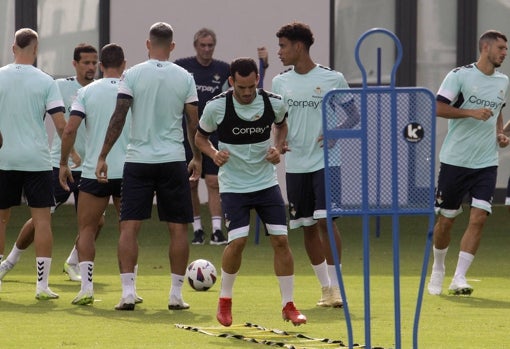 Juanmi, en un entrenamiento esta pretemporada