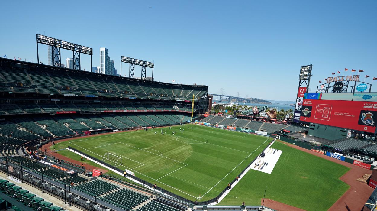 Vista aérea del Oracle Park, que acoge habitualmente partidos de béisbol