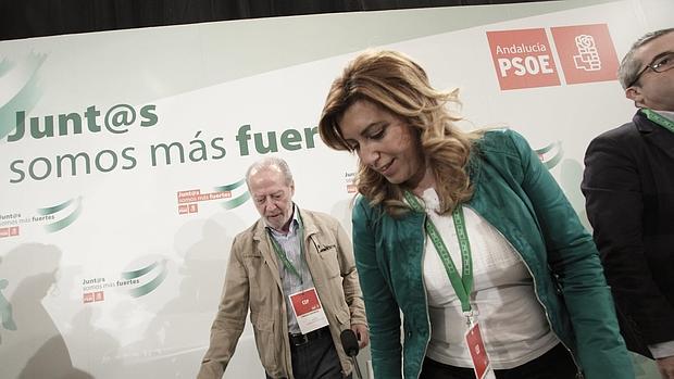 Susana Díaz y Rodríguez Villalobos, presidente Diputación de Sevilla, en un acto del PSOE
