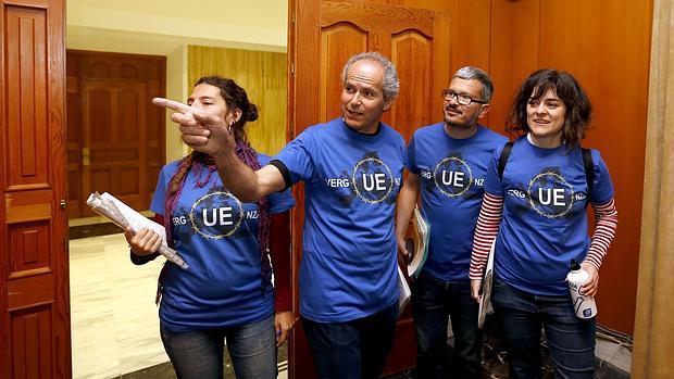 Los concejales de Ganemos Córdoba, ayer en el Pleno