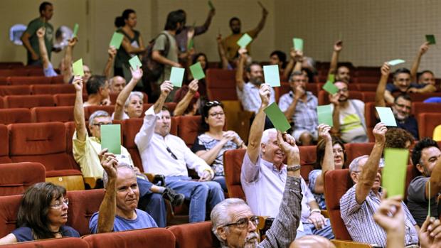 Un momento de la voptación celebrada durante la asamblea