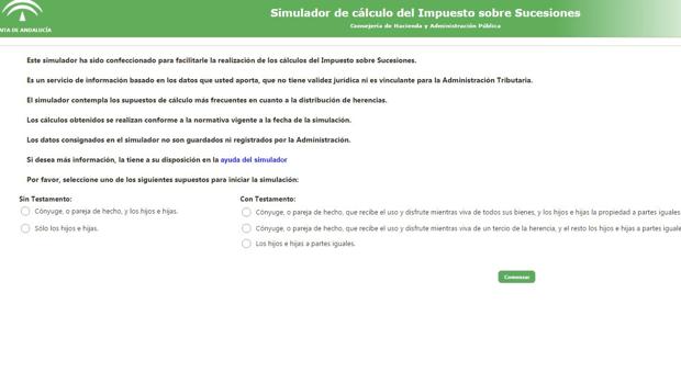 Al simulador de la Junta de Andalucía para el impuesto de sucesiones tampoco le salen las cuentas