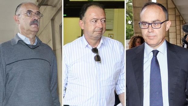 El exviceconsejero de Empleo Justo Mañas; el exdirector general de Trabajo Daniel Alberto Rivera, y el exdirector general de la agencia IDEA Antonio Valverde