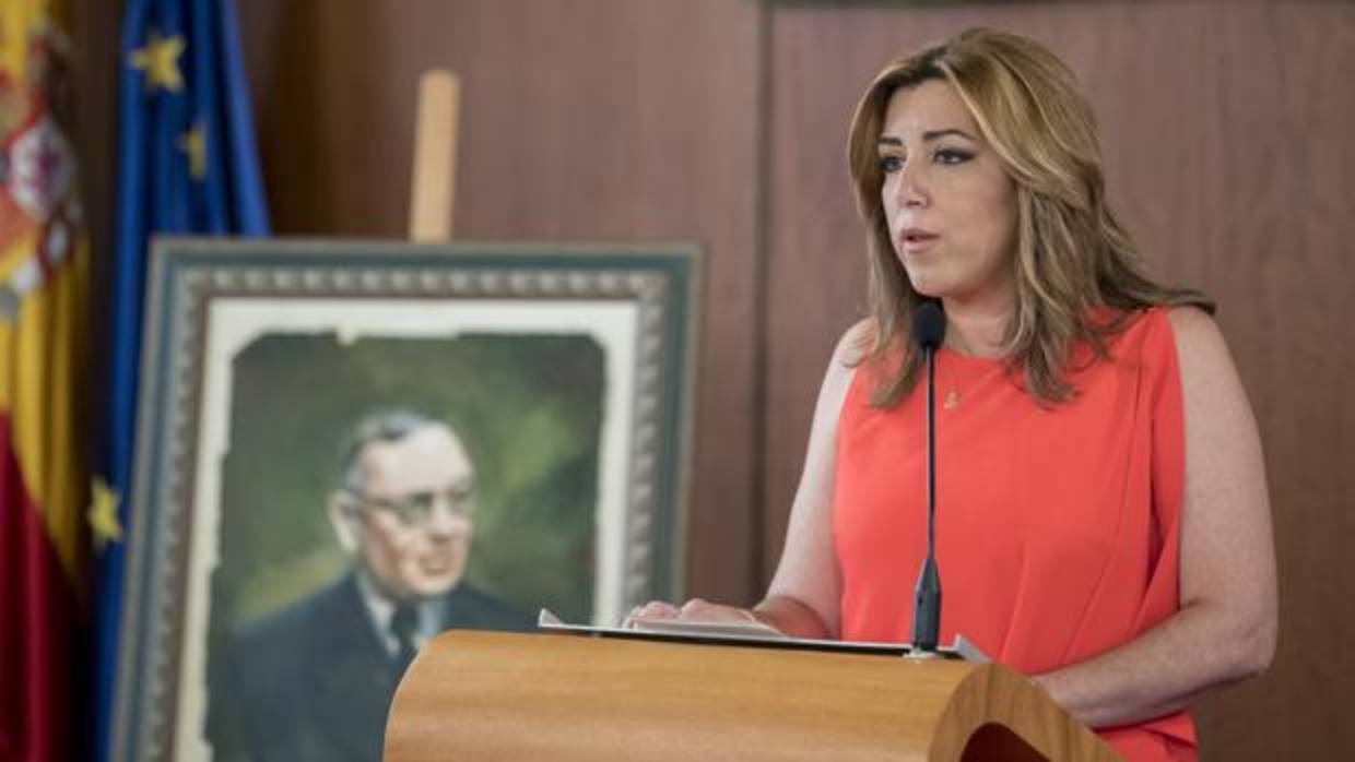 Susana Díaz, durante su discurso en el homenaje a Blas Infante en el Parlamento de Andalucía