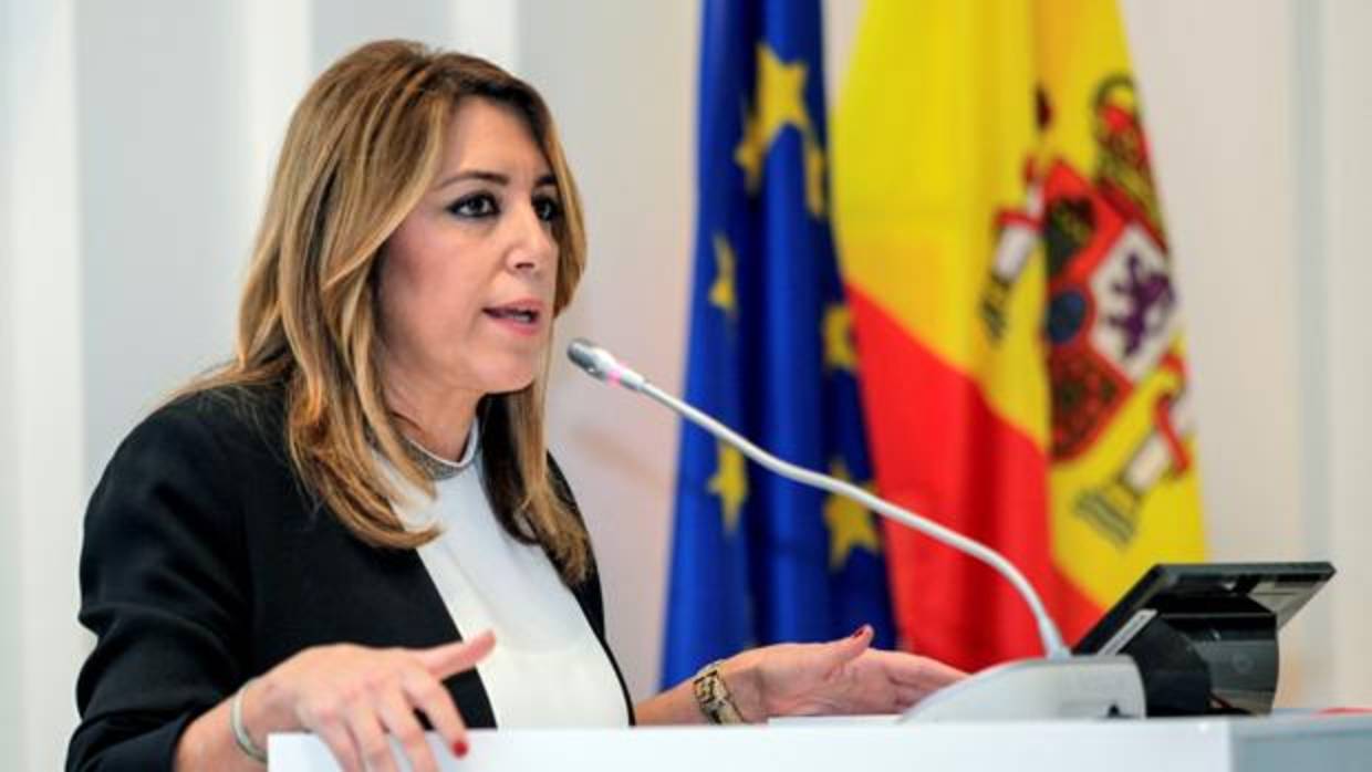 Susana Díaz en un momento del acto de este miércoles en la capital belga