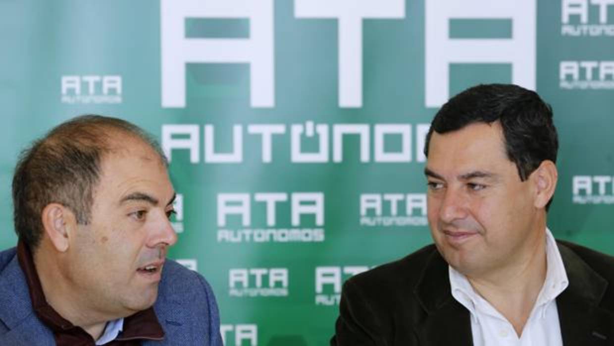Juan Manuel Moreno Bonilla, durante un acto en la federación de autónomos