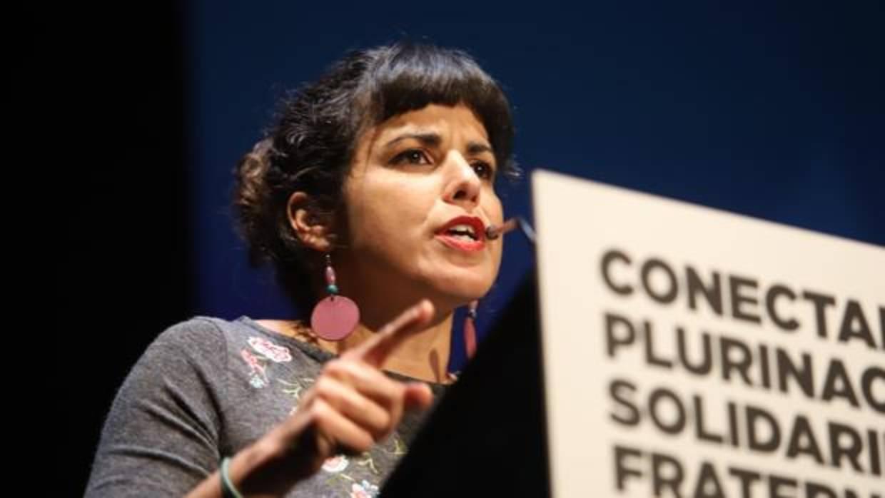 La líder de Podemos Andalucía, Teresa Rodríguez, en un acto en Córdoba