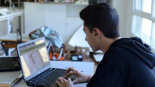 Un joven consulta la web de la Junta sobre sucesiones