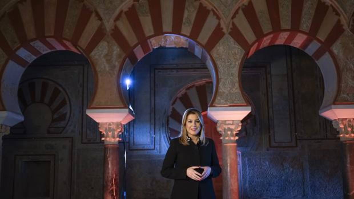 Susana Díaz, durante su mensaje de fin de año en Medina Azahara