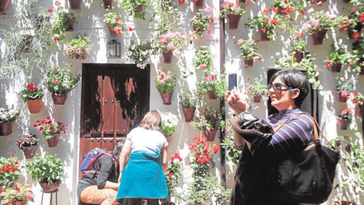 Visitantes en uno de los Patios de Córdoba en mayo