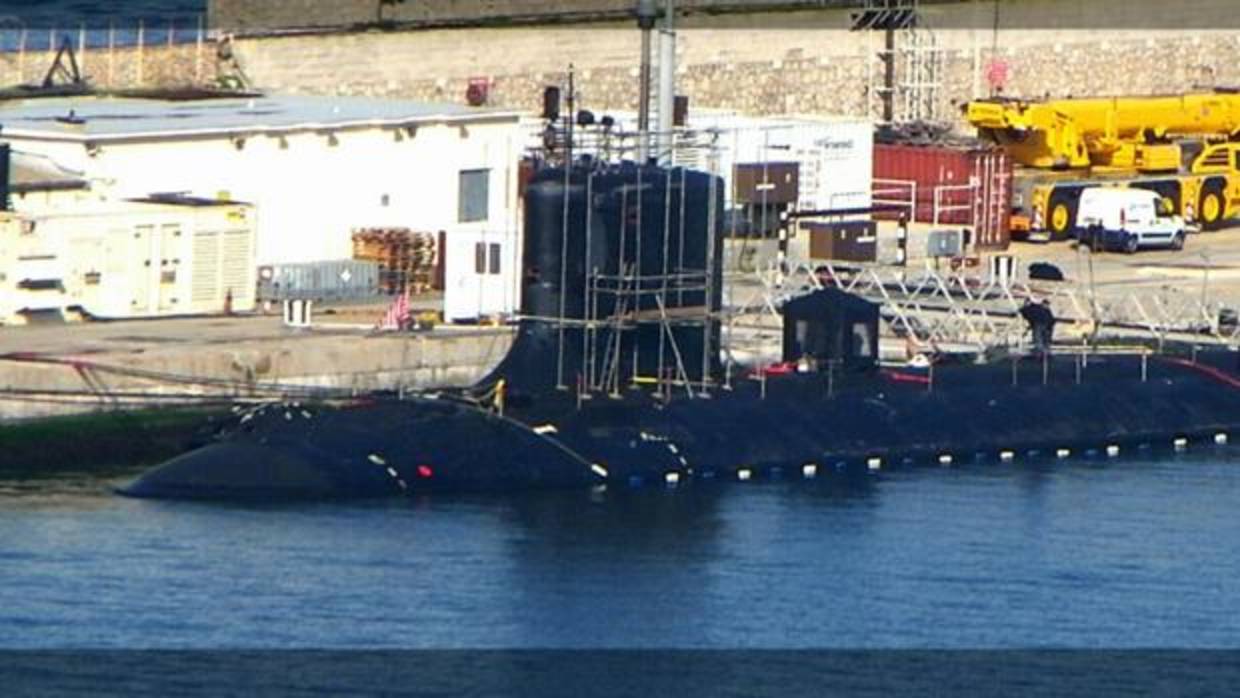Imagen del submario USS John Warner en la base naval de Gibraltar